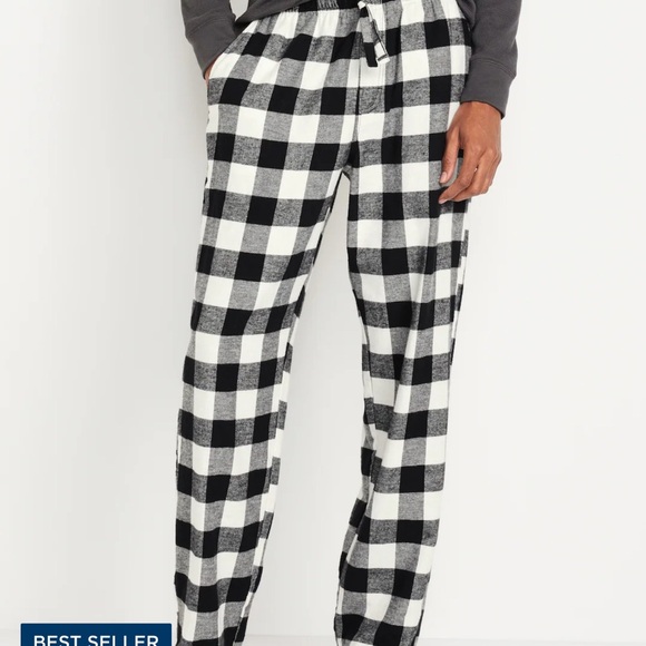 Men’s Black/White Plaid Flannel Pajama Pants - Picture 2 of 3
